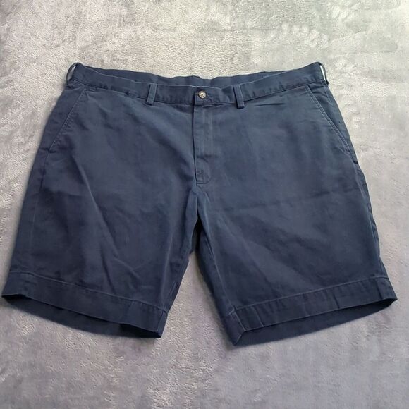 Polo Ralph‎ Lauren Classic Fit 9" Navy Blue Chino Flat Front Shorts Sz 42 - Picture 1 of 12